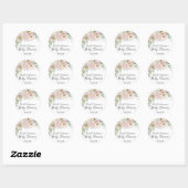 Girl Floral Greenery Soft Pastel Baby shower Ronde Sticker (Vel)