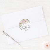 Girl Floral Greenery Soft Pastel Baby shower Ronde Sticker (Envelop)