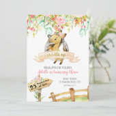 Girl Floral Horse saddle Up Birthday Invitation Kaart (Staand voorkant)