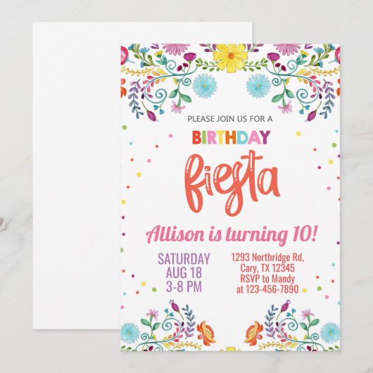 Girl floral Mexican bloemen fista verjaardag uitno Kaart (Voorkant / Achterkant)