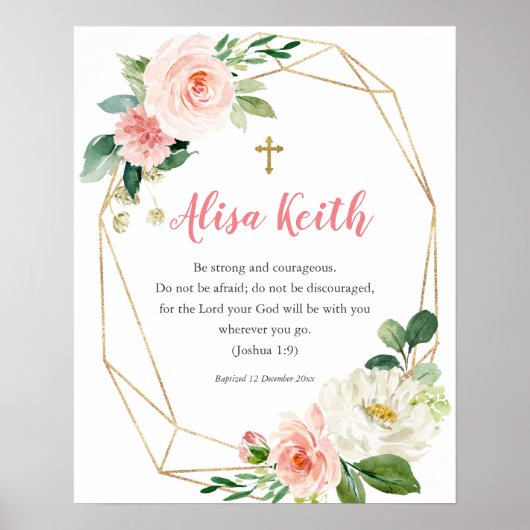 Girl Floral Printable Baptism Gift Poster (Voorkant)