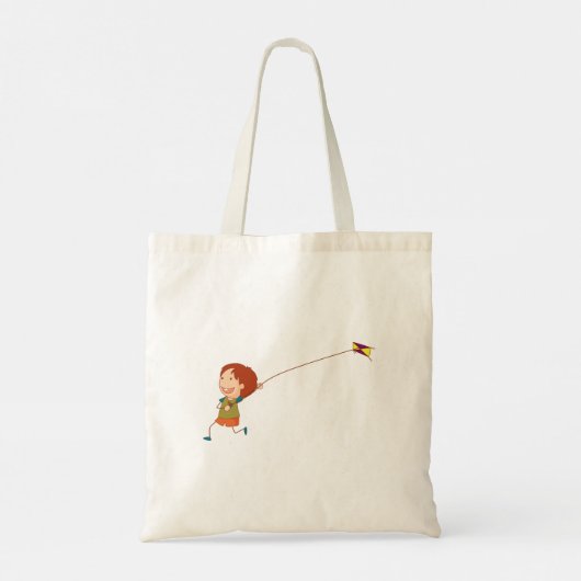 Girl Flying A Kite Canvas tas (Achterkant)