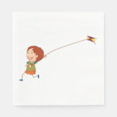 Girl Flying A Kite Napkins Servet (Voorkant)