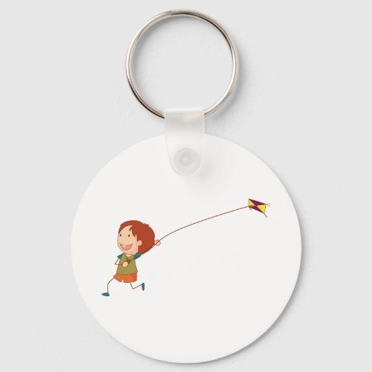 Girl Flying A Kite Sleutelhanger (Voorkant)