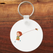 Girl Flying A Kite Sleutelhanger (Voorkant)