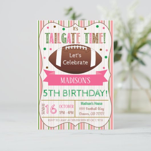 Girl Football Tailgate Birthday Kaart (Staand voorkant)