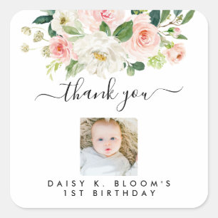 Girl Foto 1st Birthday Stickers