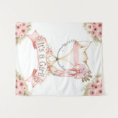 Girl Fox Baby shower Achtergrond Banner Wandkleed (Voorkant (horizontaal))