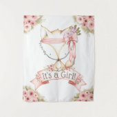 Girl Fox Baby shower Achtergrond Banner Wandkleed (Voorkant)