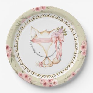 Girl Fox Baby shower Papieren Borden Papieren Bordje