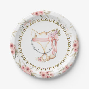 Girl Fox Baby shower Papieren Borden Papieren Bordje