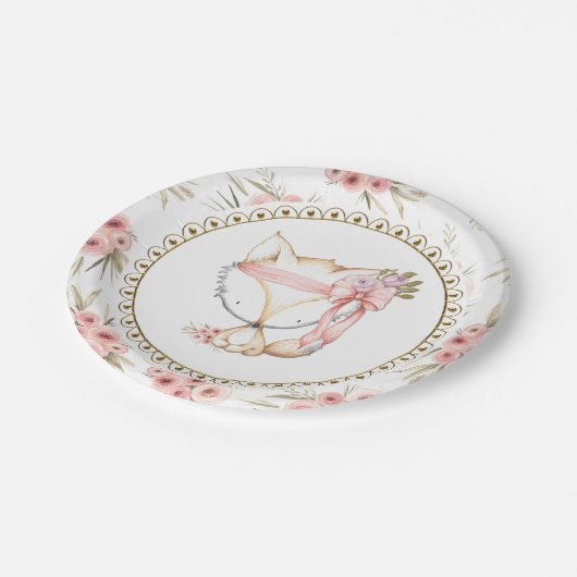 Girl Fox Baby shower Papieren Borden Papieren Bordje (Gekanteld)