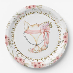 Girl Fox Baby shower Papieren Borden Papieren Bordje