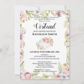 Girl Fox Elegant Floral Greenery Virtual Shower Kaart (Voorkant)