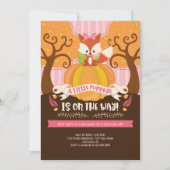 Girl Fox Little Pumpkin Baby shower Invitation Kaart (Voorkant)
