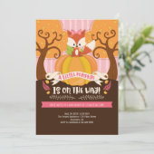 Girl Fox Little Pumpkin Baby shower Invitation Kaart (Staand voorkant)