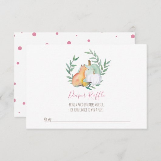 Girl Fox Pumpkin Diaper Raffle Insert Kaart (Voorkant / Achterkant)