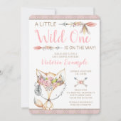 Girl Fox Wild One Baby Shower Uitnodigingen (Voorkant)