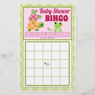 Girl Frog Baby shower Game BINGO Sheet Flyer