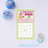 Girl Frog Baby shower Game BINGO Sheet Flyer (Enkel)