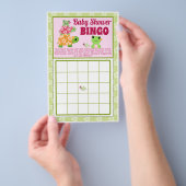 Girl Frog Baby shower Game BINGO Sheet Flyer (Hand)