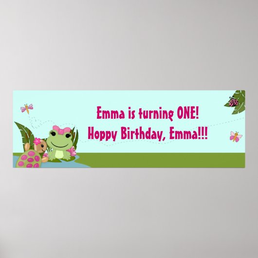 Girl FROG Birthday Party Banner HFG Poster (Voorkant)