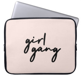 Girl Gang | Cute Pink Girl Power Modern Feminist Laptop Sleeve