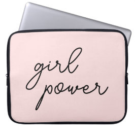 Girl Gang Cute Pink Girl Power Modern Feminist Laptop Sleeve