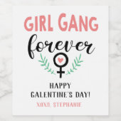 Girl Gang Forever Galentine's Day Wijn Etiket (Enkel label)