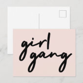 Girl Gang | Meiskracht Modern feminisme Blush Pink Briefkaart (Voorkant / Achterkant)