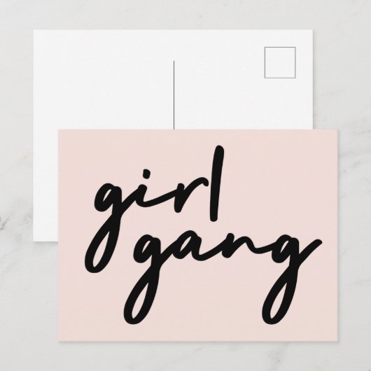 Girl Gang | Meiskracht Modern feminisme Blush Pink Briefkaart (Voorkant / Achterkant)