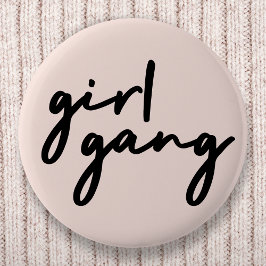 Girl Gang | Meiskracht Modern feminisme Blush Pink Ronde Button 5,7 Cm