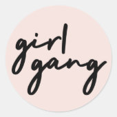 Girl Gang | Meiskracht Modern feminisme Blush Pink Ronde Sticker (Voorkant)