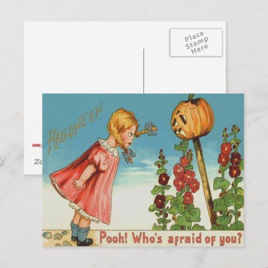 Girl Garden Jack O Lantern Pumpkin Briefkaart (Voorkant / Achterkant)