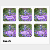 Girl Garden Statue Purple Flowers Envelope Seals Vierkante Sticker (Vel)