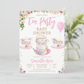 Girl Garden Tea Party Baby shower Kaart (Staand voorkant)