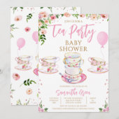 Girl Garden Tea Party Baby shower Kaart (Voorkant / Achterkant)