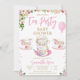 Girl Garden Tea Party Baby shower Kaart