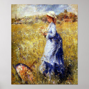 Girl Gathering Flowers Fine Art van Renoir Print