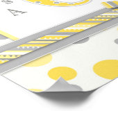 GIRL Geel Grijs Stip Baby shower Banner Poster (Hoek)