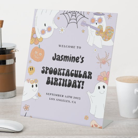 Girl Ghost Halloween Birthday Welkom Reclamebord Met Voetstuk (Insitu)