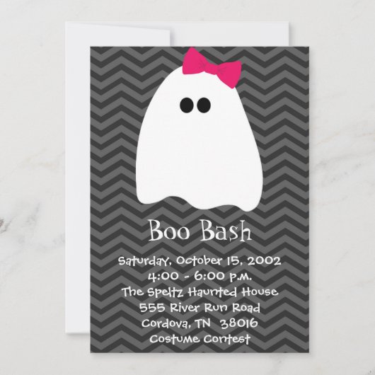 Girl Ghost Halloween Invitation Kaart (Voorkant)