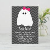 Girl Ghost Halloween Invitation Kaart (Staand voorkant)