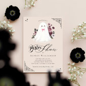 Girl Ghost Little Boo Floral Gothic Baby Shower Kaart