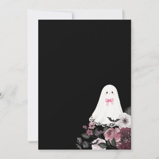 Girl Ghost Little Boo Floral Gothic Baby shower Kaart (Achterkant)