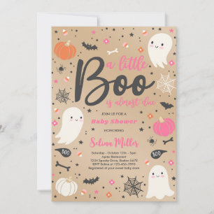 Girl Ghost Little Boo is een Halloween Baby shower Kaart