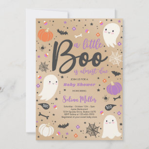 Girl Ghost Little Boo is een Halloween Baby shower Kaart