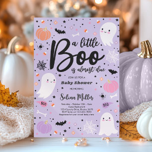 Girl Ghost Little Boo is een Halloween Baby shower Kaart