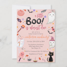 Girl Ghost Little Boo is een Halloween Baby shower Kaart