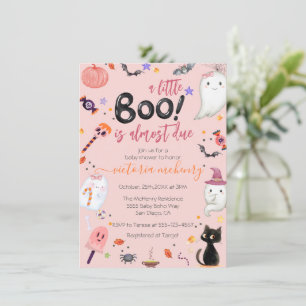 Girl Ghost Little Boo is een Halloween Baby shower Kaart